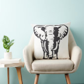 Bold Elephant Silhouette Throw Pillow クッション (椅子)