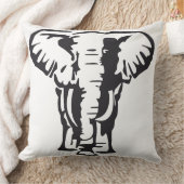 Bold Elephant Silhouette Throw Pillow クッション (ブランケット)