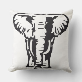 Bold Elephant Silhouette Throw Pillow クッション