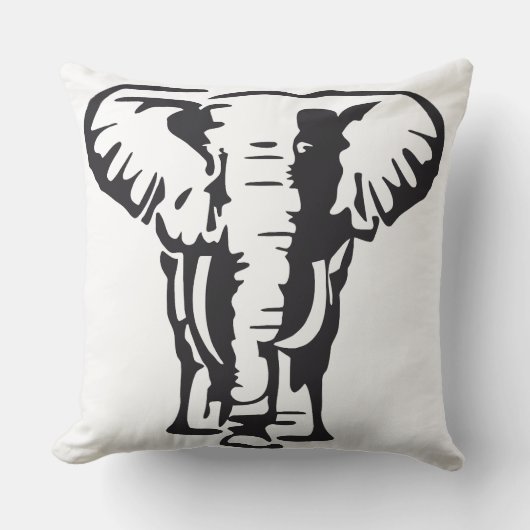 Bold Elephant Silhouette Throw Pillow クッション (正面)