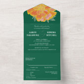 Bold Emerald Marigold Wedding オールインワン招待状 (内側)