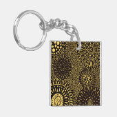 Bold Ethnic Floral Black Gold Acrylic Keychain キーホルダー (正面左)