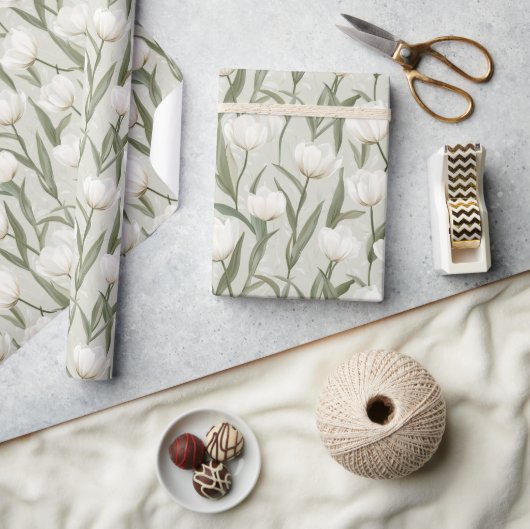 Bold Exotic Tulip Bouquet Wrapping Paper ラッピングペーパー (クラフト)
