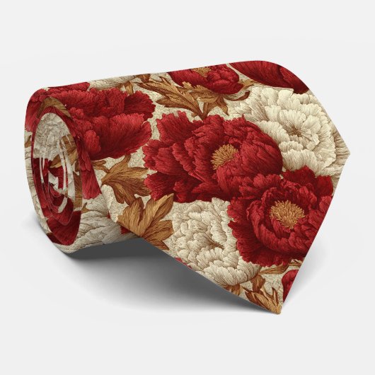 Bold Fathers Day Gift Peonies Flower ネクタイ (ロール)