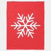 Bold Festive White Alpine Snowflake On Bright Red フリースブランケット (正面)