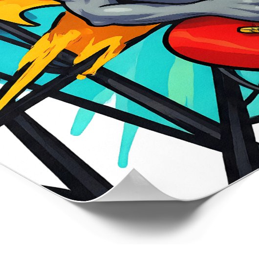 Bold Flat Color Graphic: Grumpy Gargoyle ポスター (角)