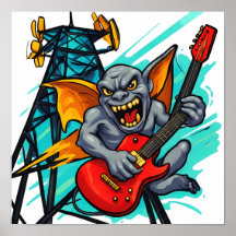 Bold Flat Color Graphic: Grumpy Gargoyle