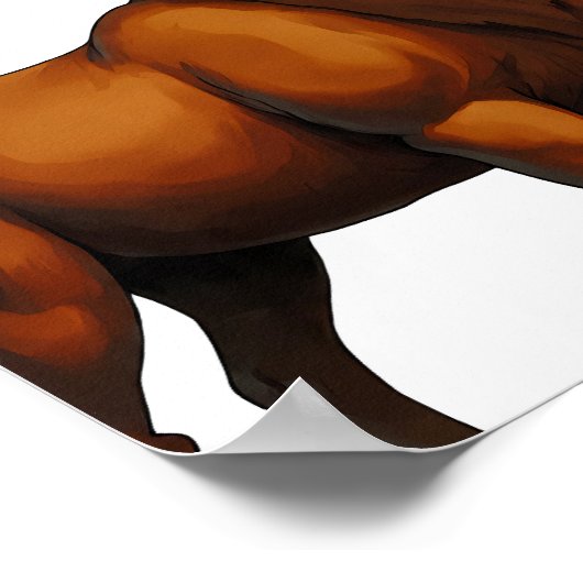 Bold Flat Color Graphic: Musclebound Reindeer  ポスター (角)