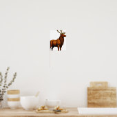 Bold Flat Color Graphic: Musclebound Reindeer  ポスター (キッチン)