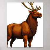 Bold Flat Color Graphic: Musclebound Reindeer  ポスター (正面)