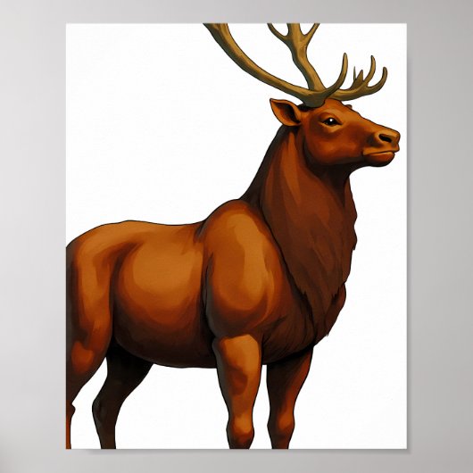 Bold Flat Color Graphic: Musclebound Reindeer  ポスター (正面)