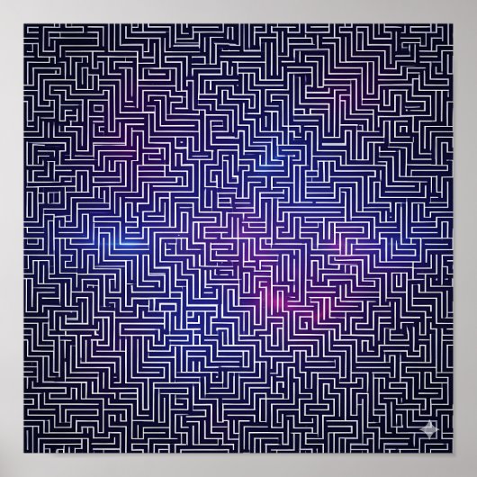 Bold Flat Color Pattern: Laser Grid Pop Art ポスター (正面)