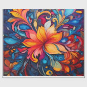 Bold Floral Abstract & Psychedelic Petals ラッピングペーパー (フラット)