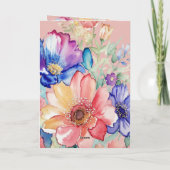 Bold Floral Blush Coral Pink Folded Wedding 招待状 (裏面)