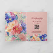 Bold Floral Blush Coral Pink Folded Wedding 招待状 (内部)
