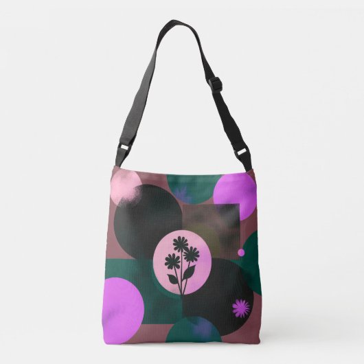 Bold Floral Circle Tote Bag – Modern Abstract Flow クロスボディバッグ (裏面)