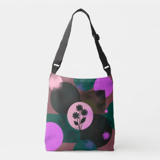 Bold Floral Circle Tote Bag – Modern Abstract Flow クロスボディバッグ