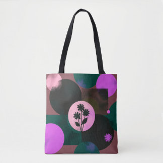 Bold Floral Circle Tote Bag – Modern Abstract Flow トートバッグ