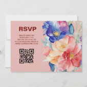 Bold Floral Coral Pink Rehearsal Dinner 招待状 (裏面)