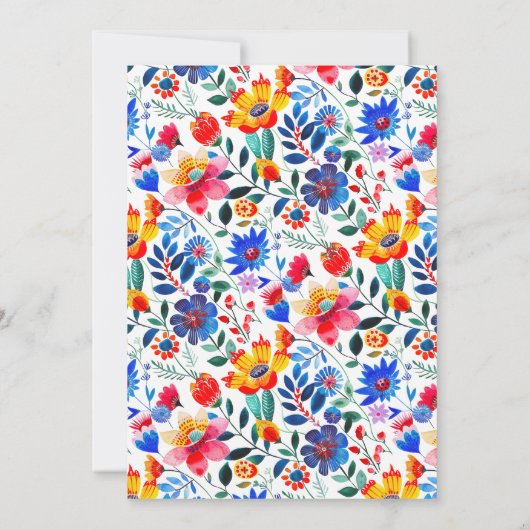 Bold Floral Folk Fiesta Wedding  招待状 (裏面)