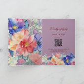 Bold Floral Magenta Wedding Folded 招待状 (内部)