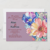 Bold Floral Magenta Wedding Rehearsal Dinner 招待状 (正面)