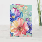 Bold Floral Mint Green Wedding Folded 招待状 (裏面)