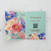 Bold Floral Mint Green Wedding Folded 招待状 (内部)