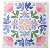 Bold Floral on White Background Decorative タイル (正面)