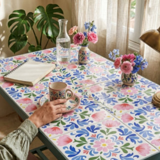 Bold Floral on White Background Decorative タイル