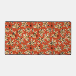 Bold floral orange aesthetic fall botanical art デスクマット