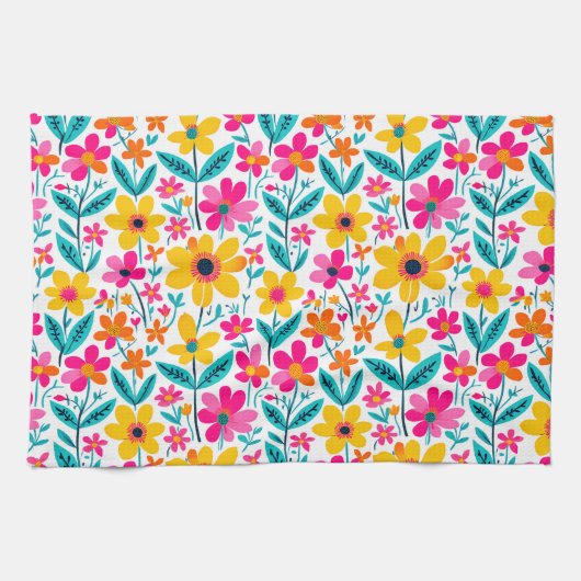 Bold Floral Painterly キッチンタオル (横)