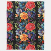 bold floral pattern フリースブランケット (正面)
