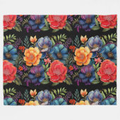bold floral pattern フリースブランケット (正面(横))