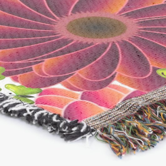 Bold Floral Pattern with Butterflies | Vibrant Red スローブランケット (コーナー)