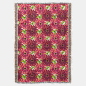 Bold Floral Pattern with Butterflies | Vibrant Red スローブランケット (正面縦)