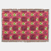 Bold Floral Pattern with Butterflies | Vibrant Red スローブランケット (正面)