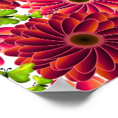 Bold Floral Pattern with Butterflies | Vibrant Red ポスター (角)