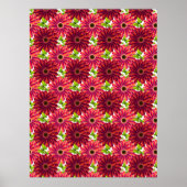 Bold Floral Pattern with Butterflies | Vibrant Red ポスター (正面)