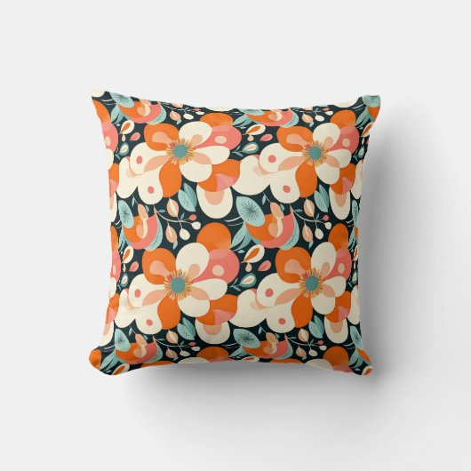 Bold Floral Throw Pillow クッション (正面)