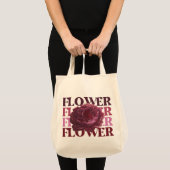 「Bold FLOWER Typography」フラワーモチーフの食料品トート トートバッグ (正面(商品))