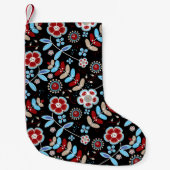 Bold Folk Floral Pattern スモールクリスマスストッキング (正面)