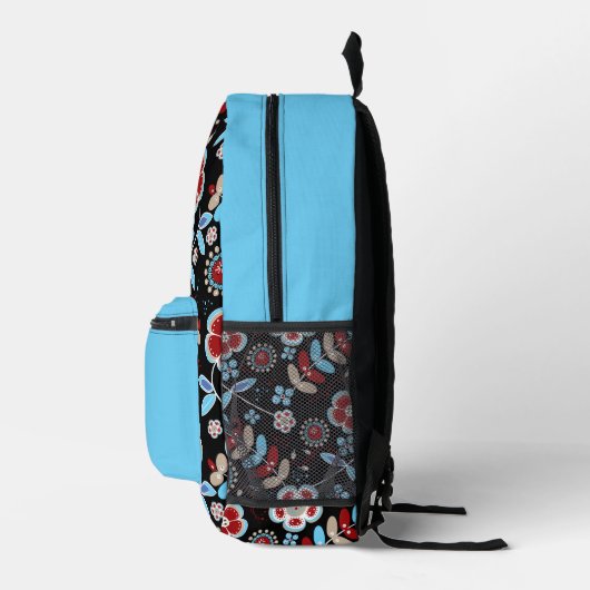 Bold Folk Floral Pattern プリントバックパック (右)