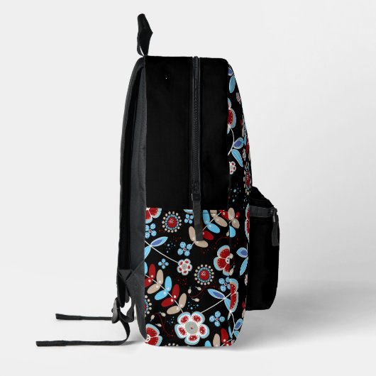Bold Folk Floral Pattern プリントバックパック (左)