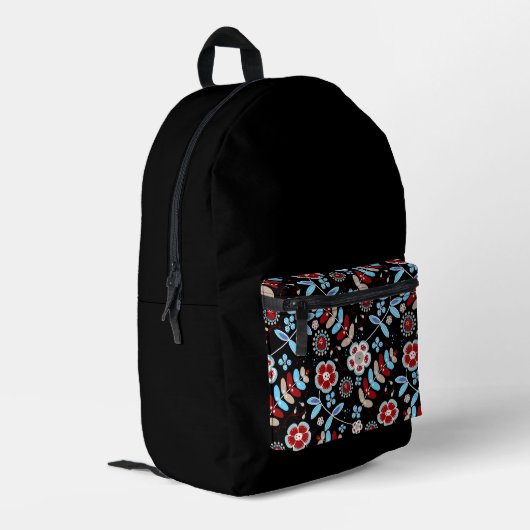 Bold Folk Floral Pattern プリントバックパック (裏面左端)