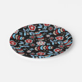 Bold Folk Floral Pattern ペーパープレート (アングル)