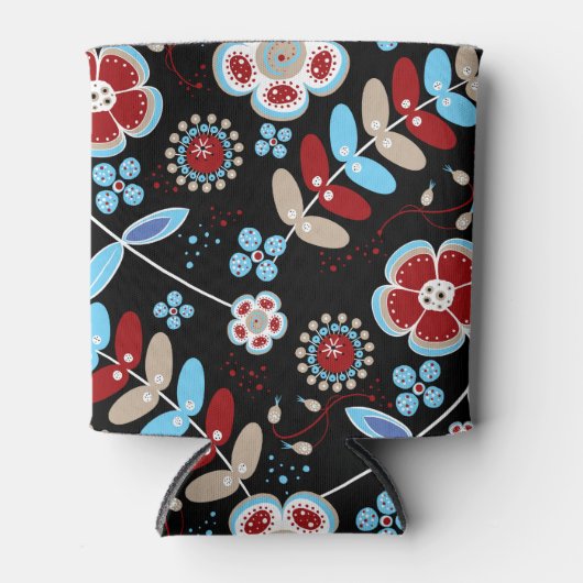 Bold Folk Floral Pattern 缶クーラー (正面)