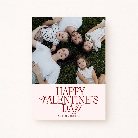 Bold Font family Photo Valentine’s Day Card 招待状