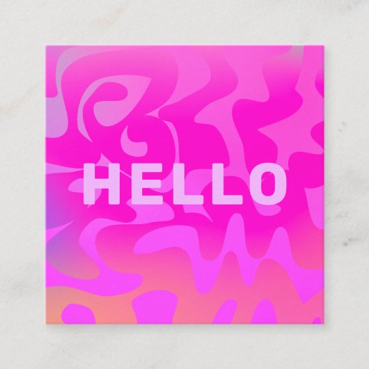 Bold Font Groovy Hello Hot Pink Bright スクエア名刺 (正面)