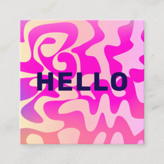 Bold Font Groovy Retro Hello Pink Colorful スクエア名刺
